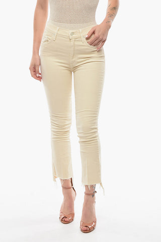 Cropped Jeans with Frayed Hem 18cm