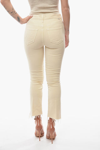 Cropped Jeans with Frayed Hem 18cm