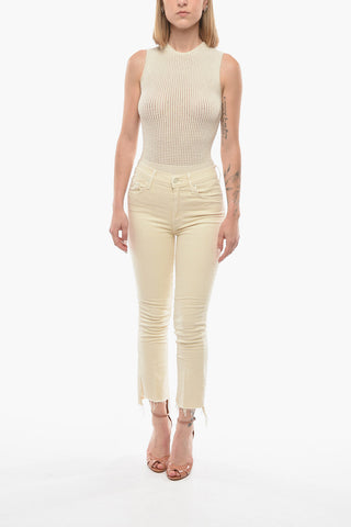 Cropped Jeans with Frayed Hem 18cm