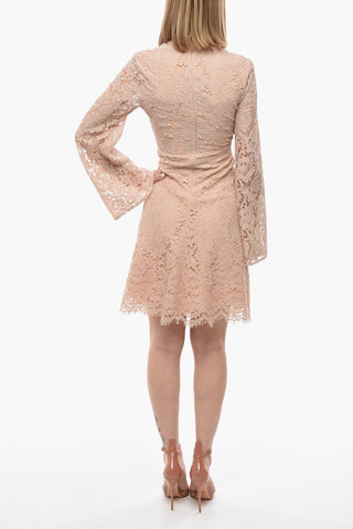 Lace Dress with V-Neck and Back Zip