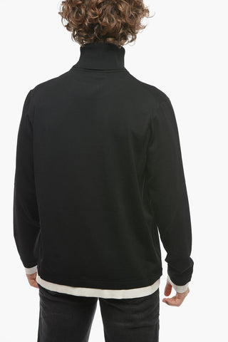 Viscose Blend Turtleneck Sweater with Contrasting Edges