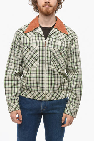 Linen blend SGOU jacket with Check Pattern