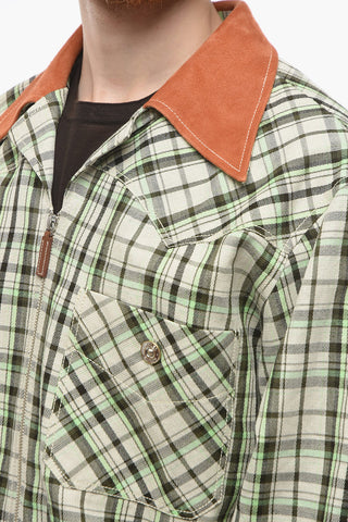 Linen blend SGOU jacket with Check Pattern