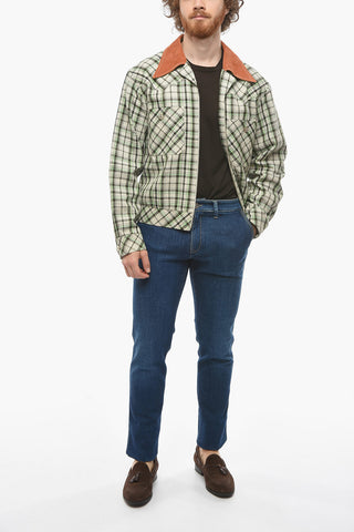 Linen blend SGOU jacket with Check Pattern