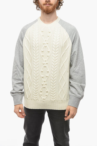 Wool HYBRID Pullover with Jersey Sleeves