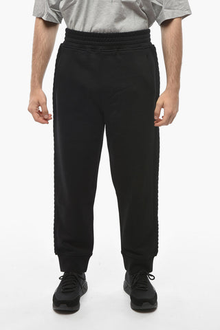 Cotton Loose Fit Sweatpants with Knitted Side Bands