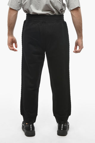 Cotton Loose Fit Sweatpants with Knitted Side Bands