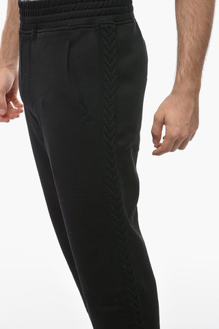 Cotton Loose Fit Sweatpants with Knitted Side Bands