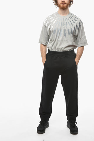 Cotton Loose Fit Sweatpants with Knitted Side Bands