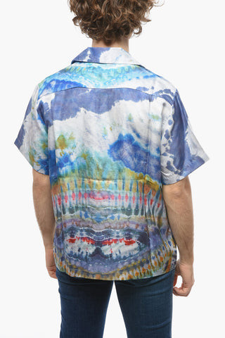 Short-sleeved Tie Dye Silk Shirt