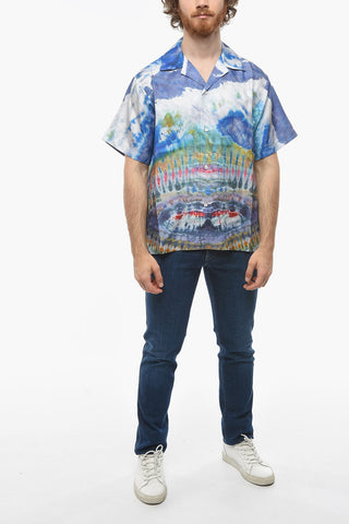 Short-sleeved Tie Dye Silk Shirt