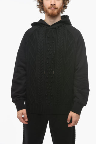 Knitted HYBRID Hoodie with Jersey Sleeves and Hood