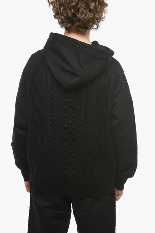Knitted HYBRID Hoodie with Jersey Sleeves and Hood