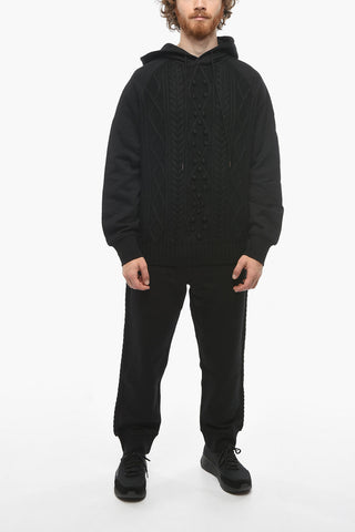 Knitted HYBRID Hoodie with Jersey Sleeves and Hood