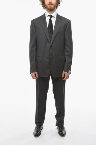 Honeycomb-patterned MANTUA Suit with Notch Lapel
