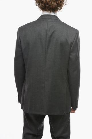Honeycomb-patterned MANTUA Suit with Notch Lapel