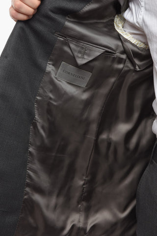 Honeycomb-patterned MANTUA Suit with Notch Lapel