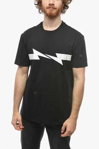 Cotton HORIZONTAL BOLT Slim Fit T-Shirt