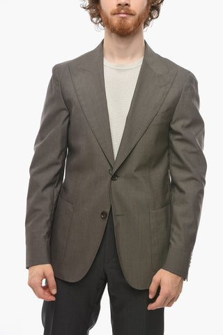 CC COLLECTION Virgin-wool REWARD Single-breasted Blazer with Peak Lapel