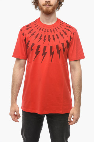 T-Shirt Slim Fit FAIR-ISLE THUNDERBOLT in Cotone