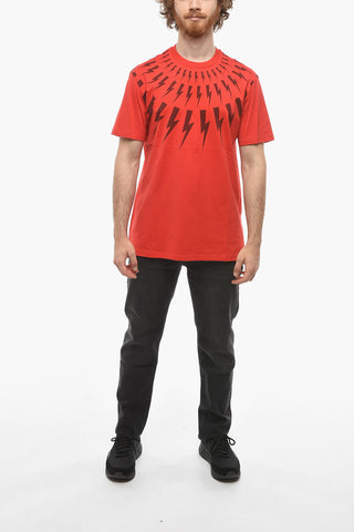T-Shirt Slim Fit FAIR-ISLE THUNDERBOLT in Cotone