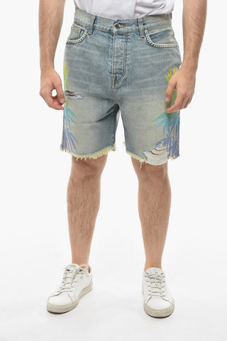 Crochet Pocket LEAVES Denim Shorts