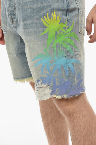 Crochet Pocket LEAVES Denim Shorts
