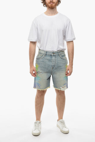 Crochet Pocket LEAVES Denim Shorts