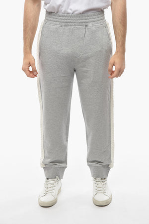 Joggers Loose Fit in Cotone con Bande Laterali in Maglia