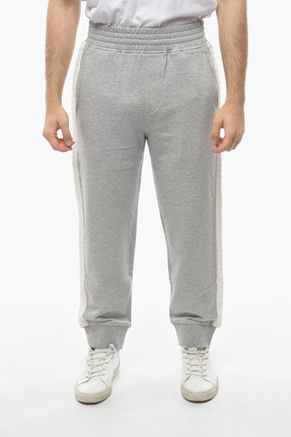 Loose-Fit Cotton Joggers with Knit Side Stripes