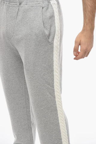 Loose-Fit Cotton Joggers with Knit Side Stripes