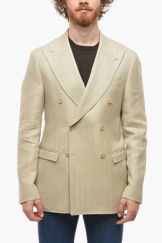 CC COLLECTION Blazer Doppiopetto REWARD in Misto Lino Herringbone
