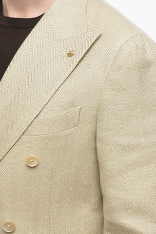 CC COLLECTION Blazer Doppiopetto REWARD in Misto Lino Herringbone