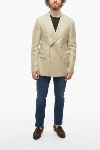 CC COLLECTION Blazer Doppiopetto REWARD in Misto Lino Herringbone