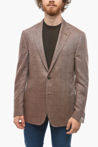 Windowpane Silk GATE Blazer with Patch Pockets
