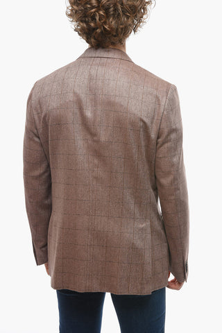 Windowpane Silk GATE Blazer with Patch Pockets