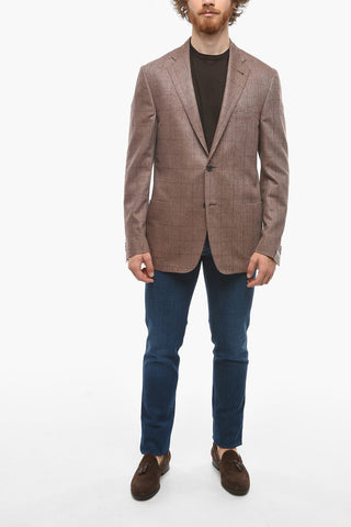 Windowpane Silk GATE Blazer with Patch Pockets