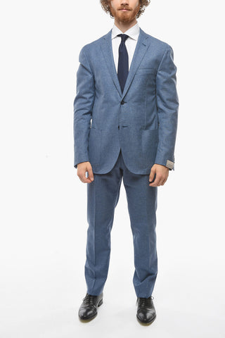 Virgin-wool Cotton GATE Unlined Suit with Notch Lapel