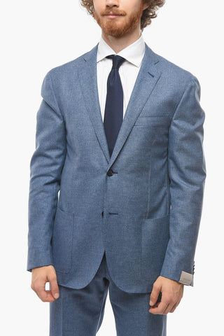 Virgin-wool Cotton GATE Unlined Suit with Notch Lapel