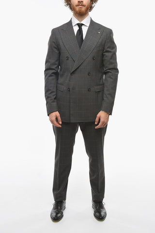 CC COLLECTION Double-breasted REWARD Windowpane Check Suit