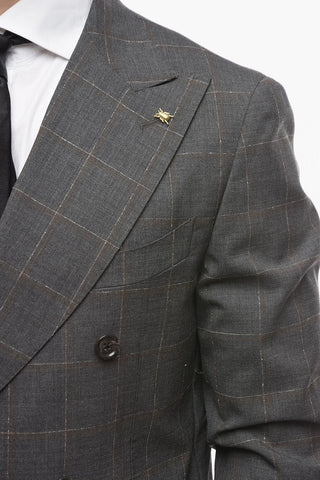 CC COLLECTION Double-breasted REWARD Windowpane Check Suit