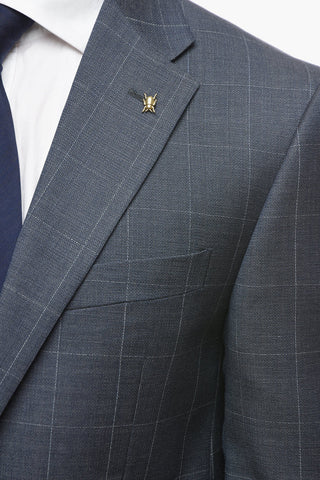 CC COLLECTION Virgin Wool RIGHT Suit with Windowpane Motif