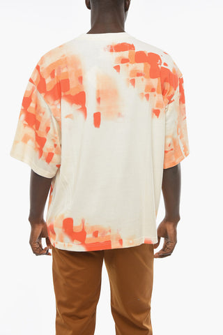Gradient Effect Crew-neck T-Shirt with Embroidered Logo