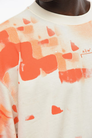 Gradient Effect Crew-neck T-Shirt with Embroidered Logo