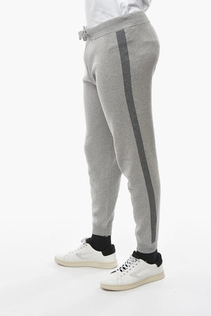 ID Pantaloni Jogger in Cotone con Bande Laterali a Contrasto