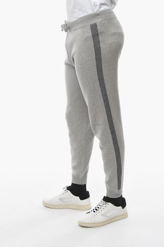 ID Pantaloni Jogger in Cotone con Bande Laterali a Contrasto