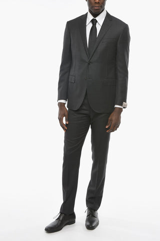 Virgin Wool ACADEMY Suit with Bird's Eye Motif