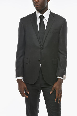 Virgin Wool ACADEMY Suit with Bird's Eye Motif