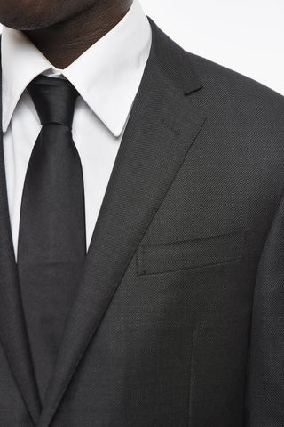 Virgin Wool ACADEMY Suit with Bird's Eye Motif
