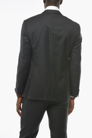 Virgin Wool ACADEMY Suit with Bird's Eye Motif